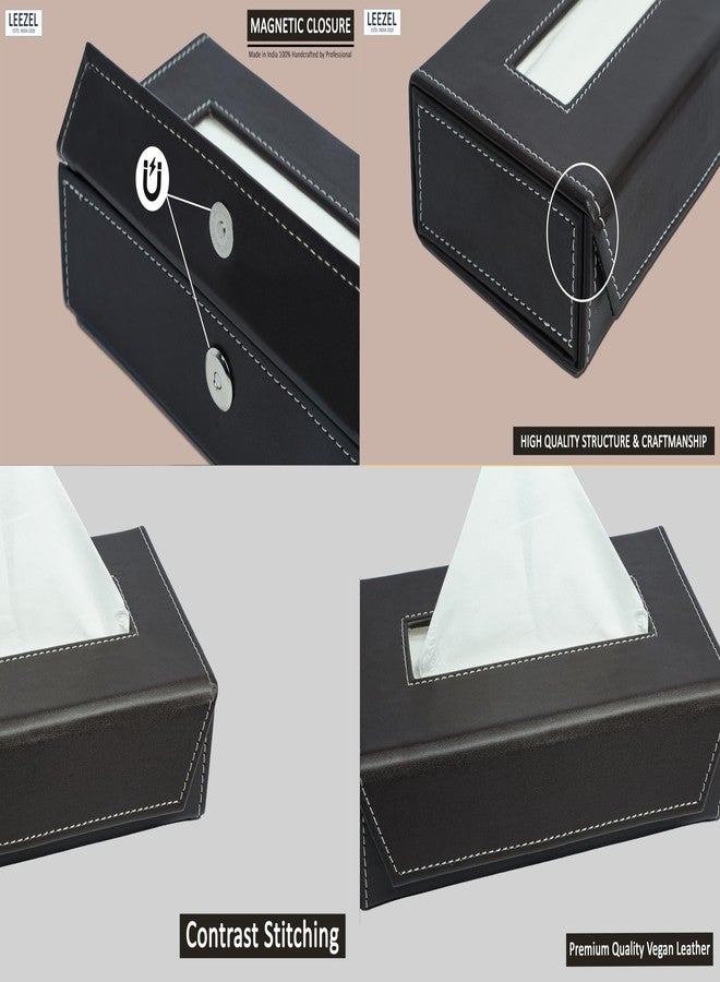 LEEZEL Tissue Box Holder - Tissue Holder - Car Tissue Box Holder - Tissue Dispenser for Bathroom - Leather Tissue Box - Napkin Box (Complementary- 2 Ply 100 Pulls Facial Tissue) (Chocolate) - Image 5